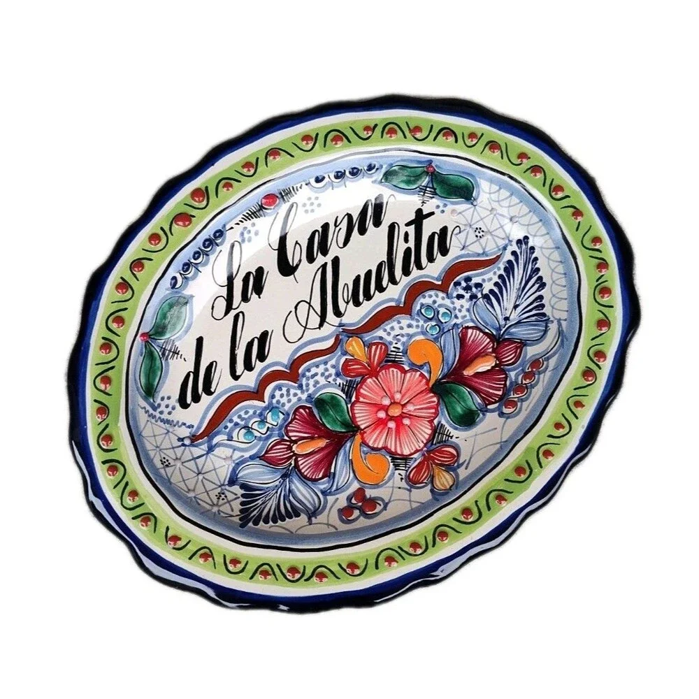Talavera Mexican Pottery Oval Plate La Casa De Abuelita Grandma's House Platter - Picture 2 of 9